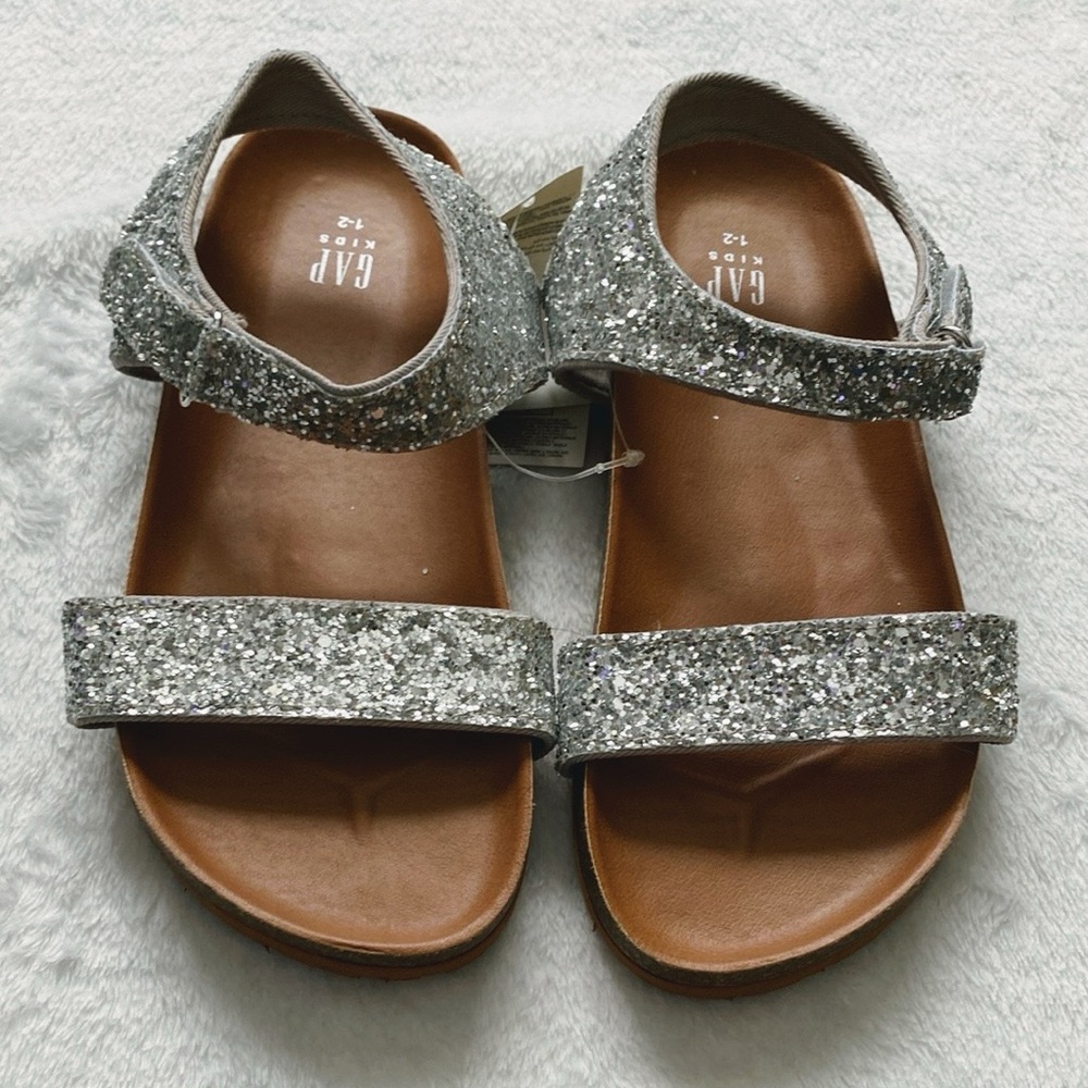 GAP Silver Glitter Sandals with Velcro Straps